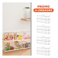 Pack4 Cofre de Acrilico 2 Pisos Transparente con 6 Compartimientos Y+Regalo Sticker